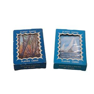 Vintage Astor Playing Cards‎ Sailboat & Woods Theme Sealed Lot of 2 Hong Kong